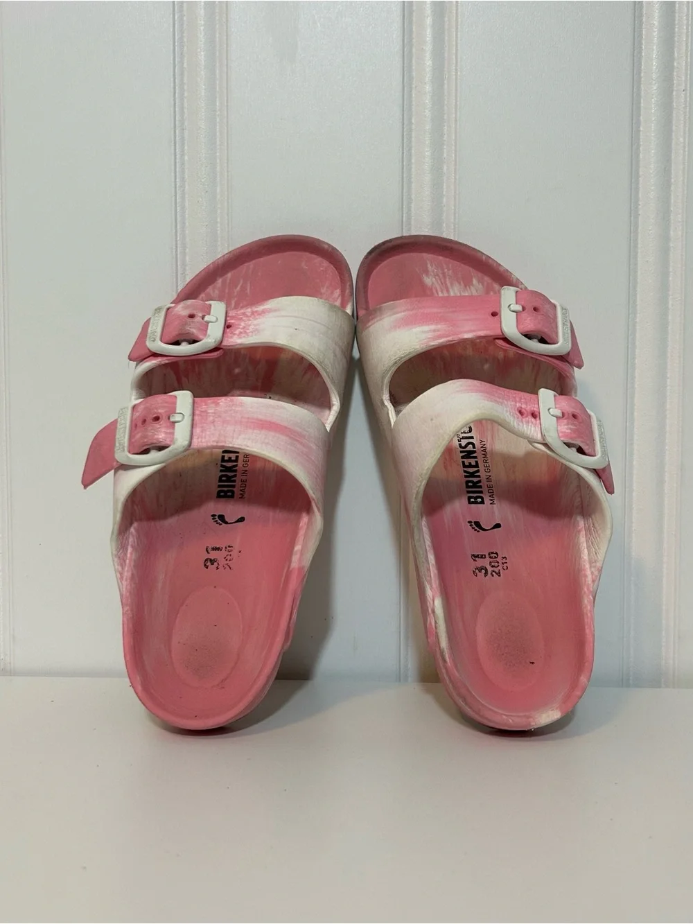 Birkenstock Arizona Eva pink white marble sandals
